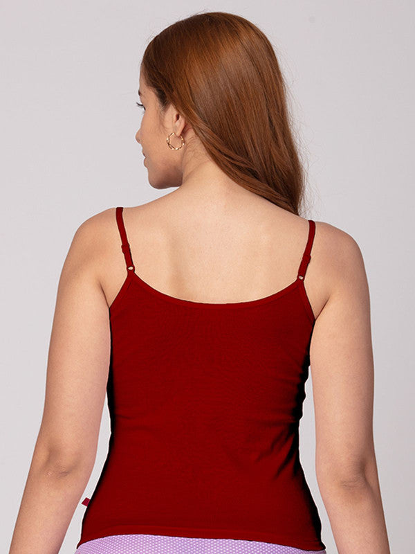 Women Cotton Blended Multicolor Solid Casual Camisole (Pack of 2)- Amy-Black/Marooon