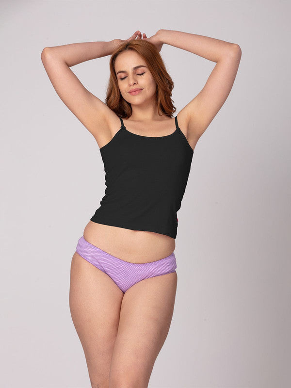 Women Cotton Blended Black Solid Casual Camisole-Amy-Black