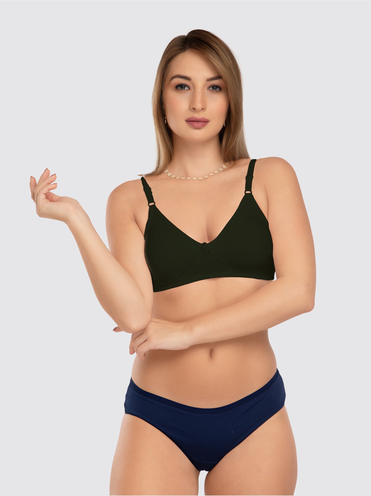 Daisy Dee Dark Green Non Padded Non Wired Full Coverage Bra - NLBLA-D Green