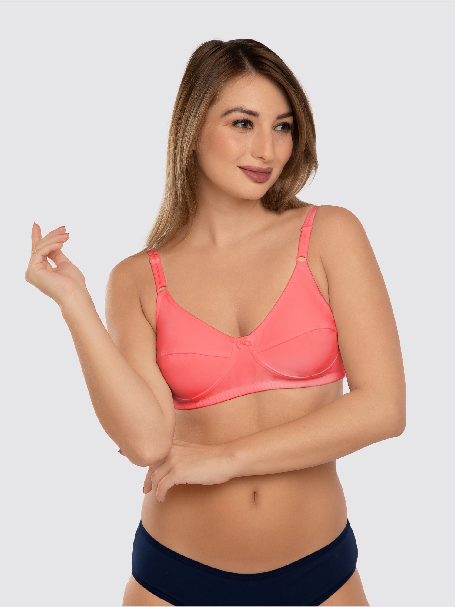 Daisy Dee Salmon Pink Non Padded Non Wired Full Coverage Bra - NSHTL-Salmon Pink