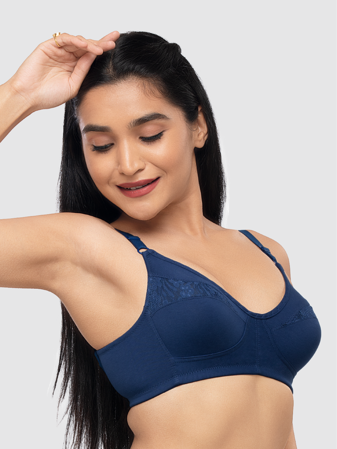 Lovable Navy Blue Non Padded Non Wired Full Coverage Bra ADL-THE 1-Navy Blue