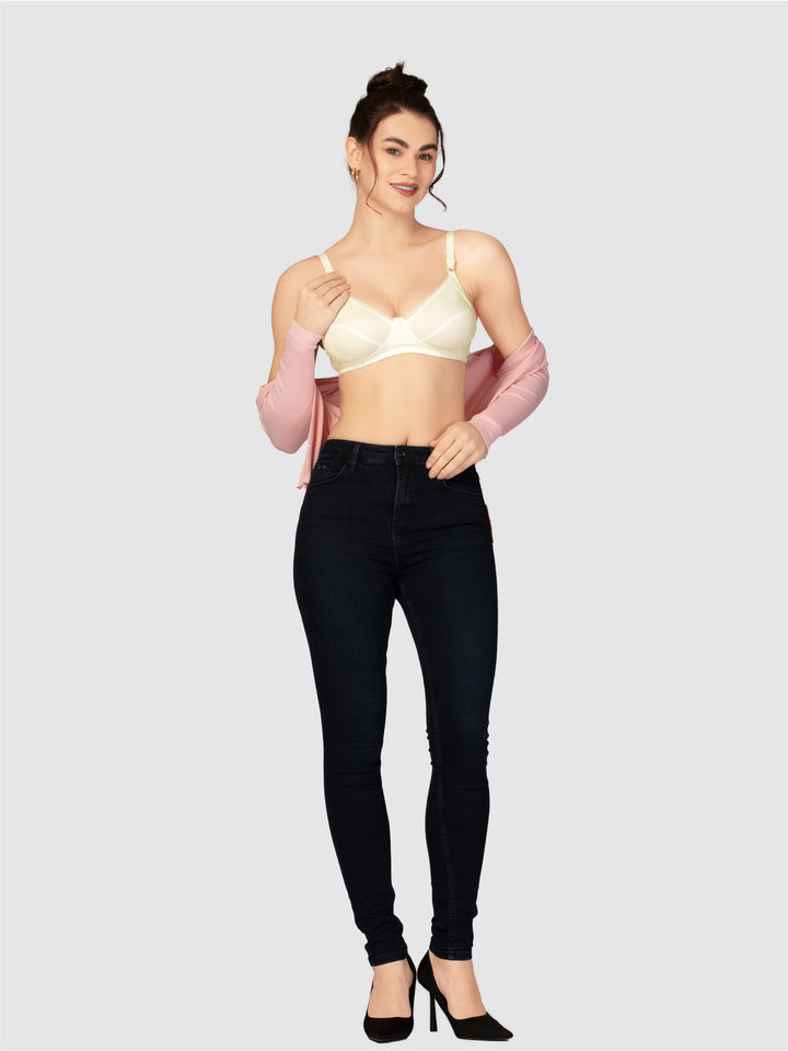 Lovable Non Padded Non Wired Full Coverage Bra - (Pack of 2)  COMFYST-Cream/White