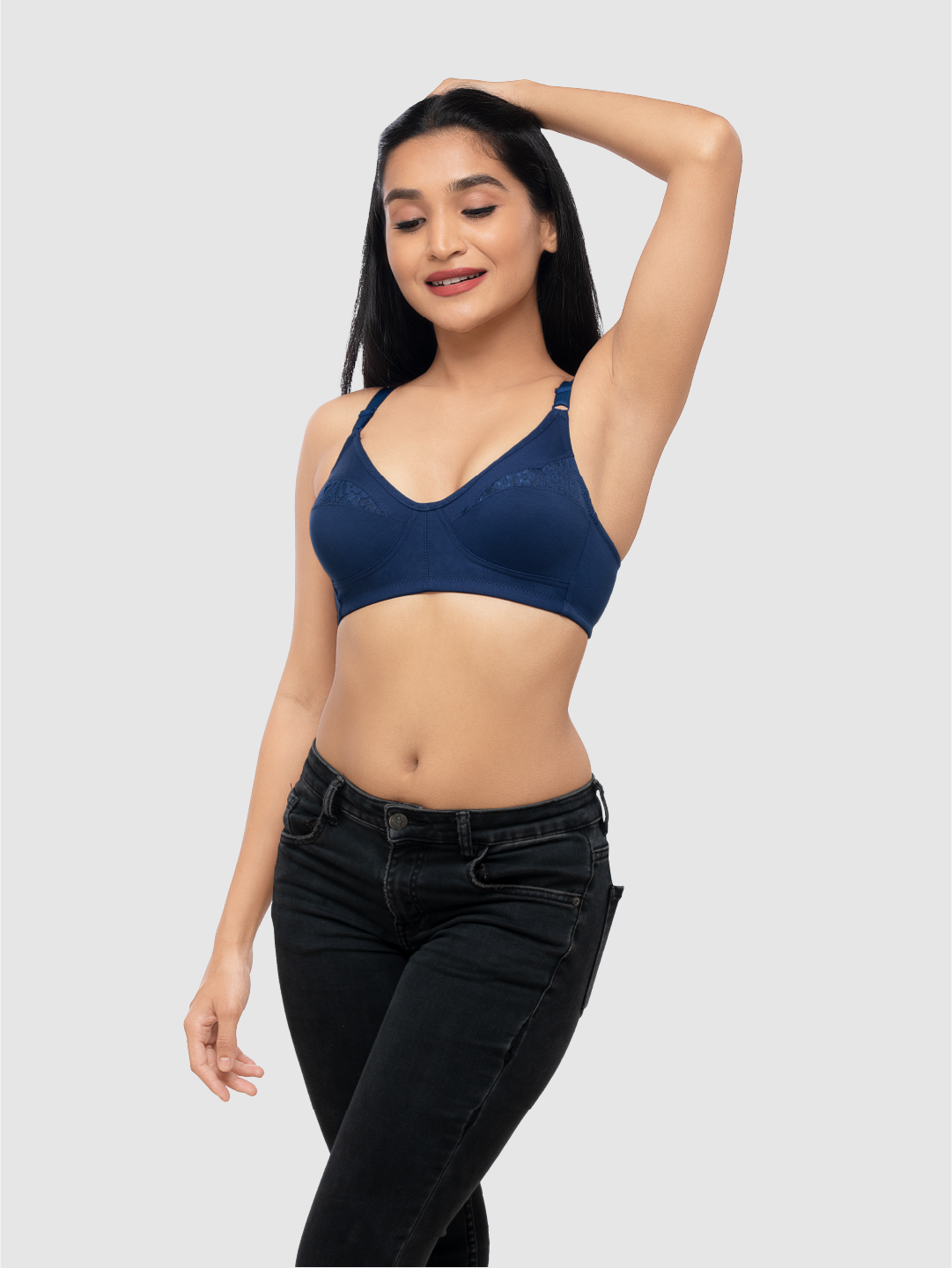 Lovable Navy Blue Non Padded Non Wired Full Coverage Bra ADL-THE 1-Navy Blue