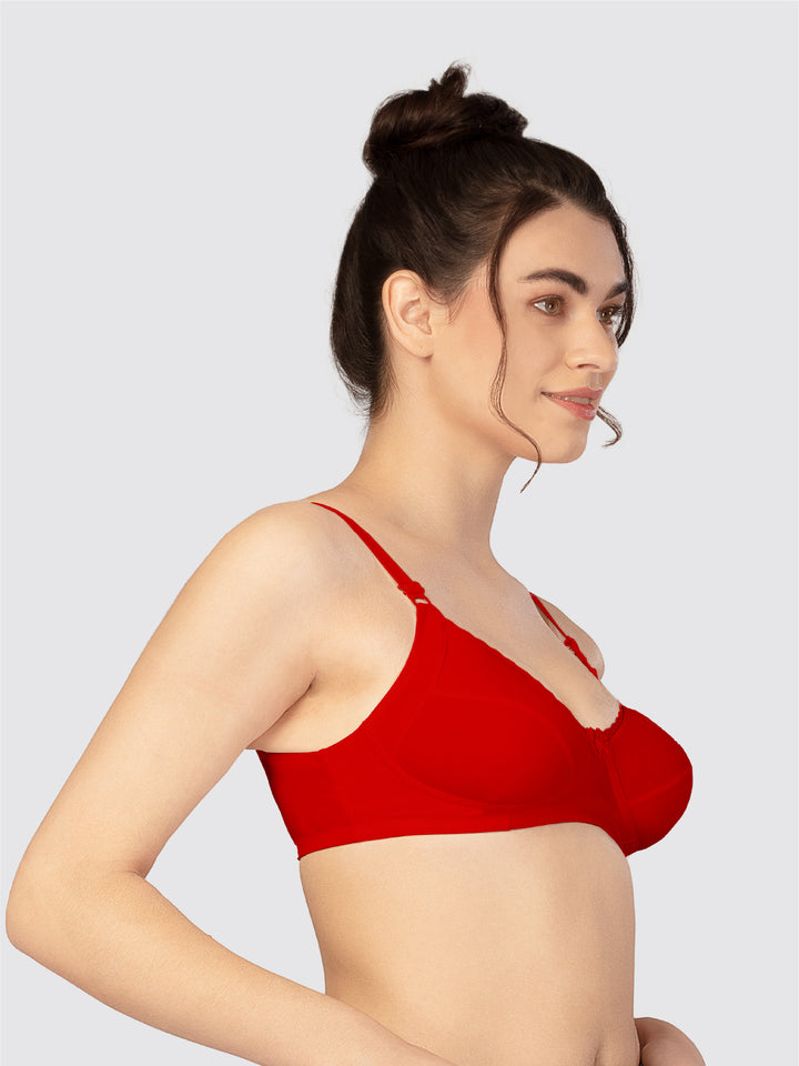 Lovable Non Padded Non Wired Full Coverage Bra - (Pack of 2)  COMFYST-White/T.RED