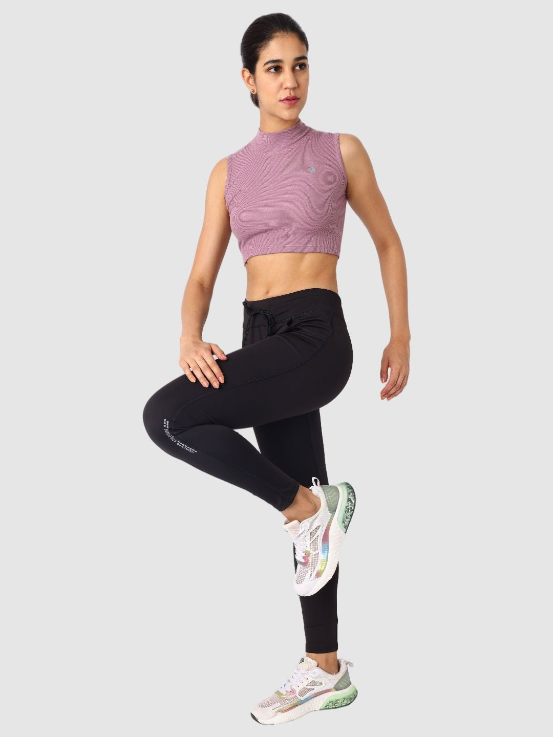 Women Black Solid Tights and Track Pant- Accolade - BK