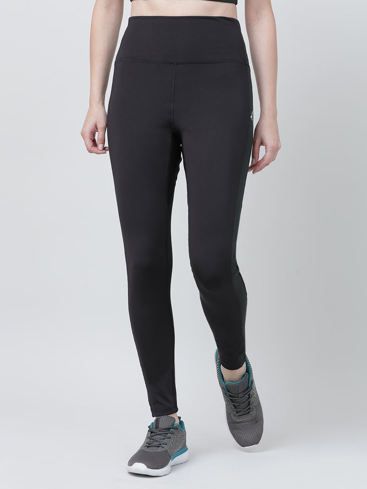 Women Black-Bloom Algal Solid Tights - Augusta- BK-BA