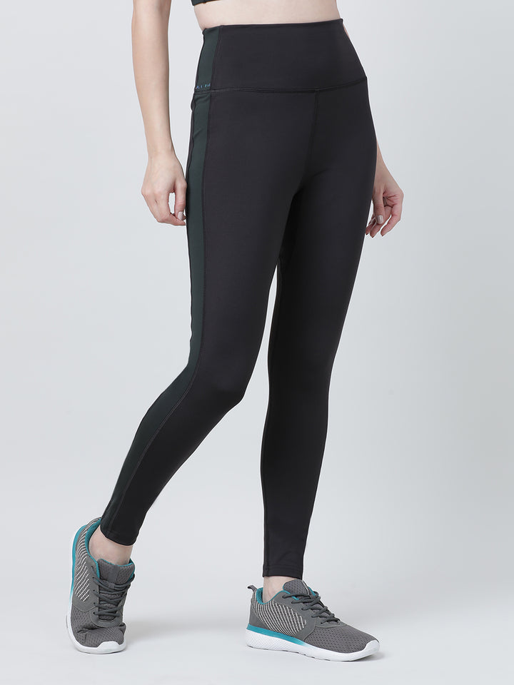 Women Black-Bloom Algal Solid Tights - Augusta- BK-BA