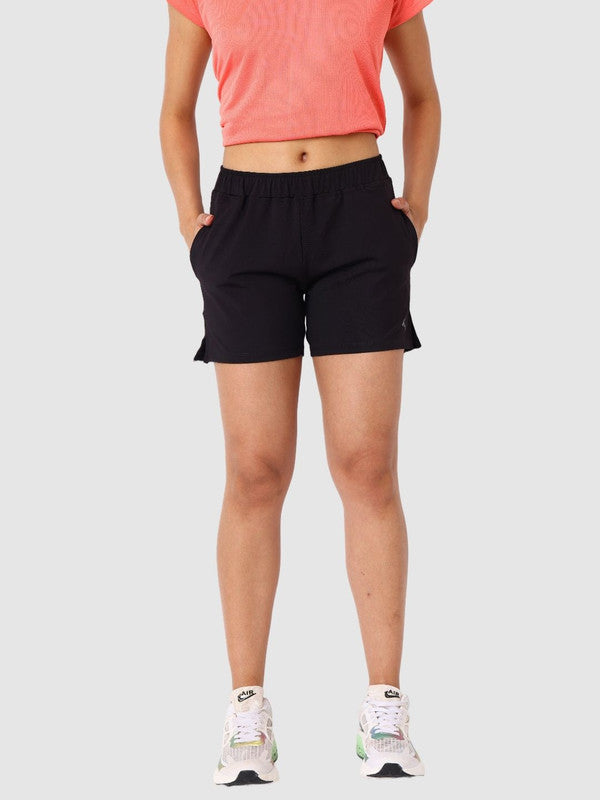 Women Black Solid Shorts - ZYLO SHORTS- BK