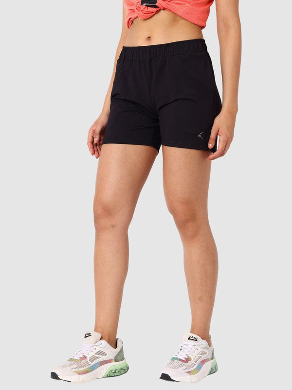 Women Black Solid Shorts - ZYLO SHORTS- BK