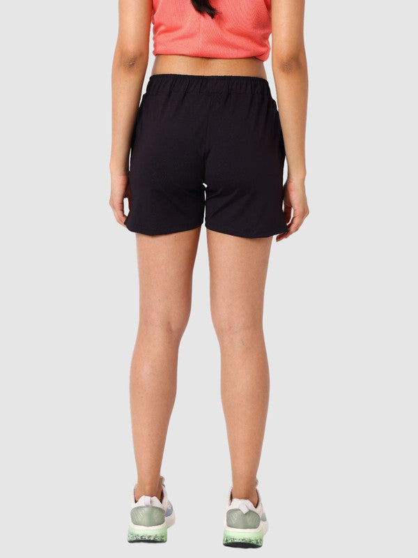 Women Black Solid Shorts - ZYLO SHORTS- BK