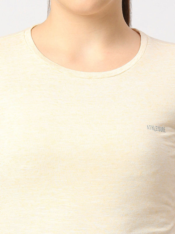 Women Ivory Regular Fit Solid Top - C.NECK TEE ME&MY 2.0-IVORY