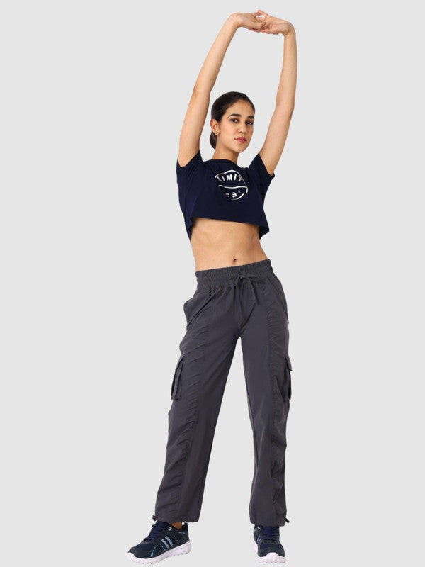 Women Steel Grey Solid Cargo Pant - PACE BREAKER CARGO - STG