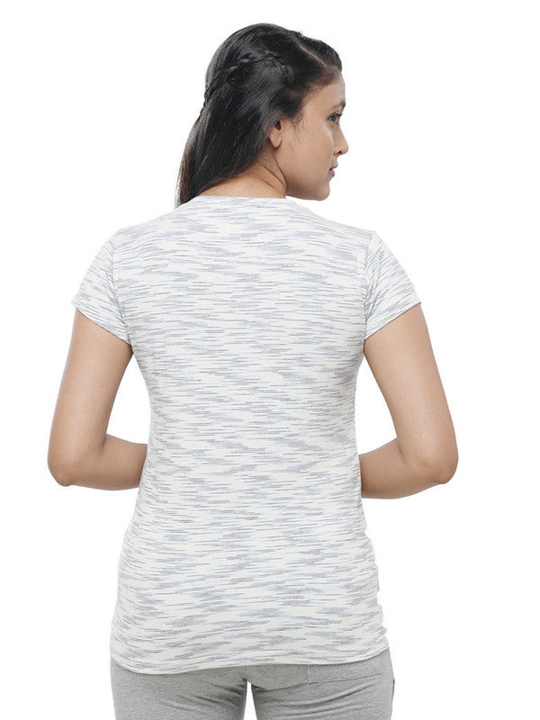 Women Ivory Regular Fit Solid Top - CREW NECK TEE-IVORY