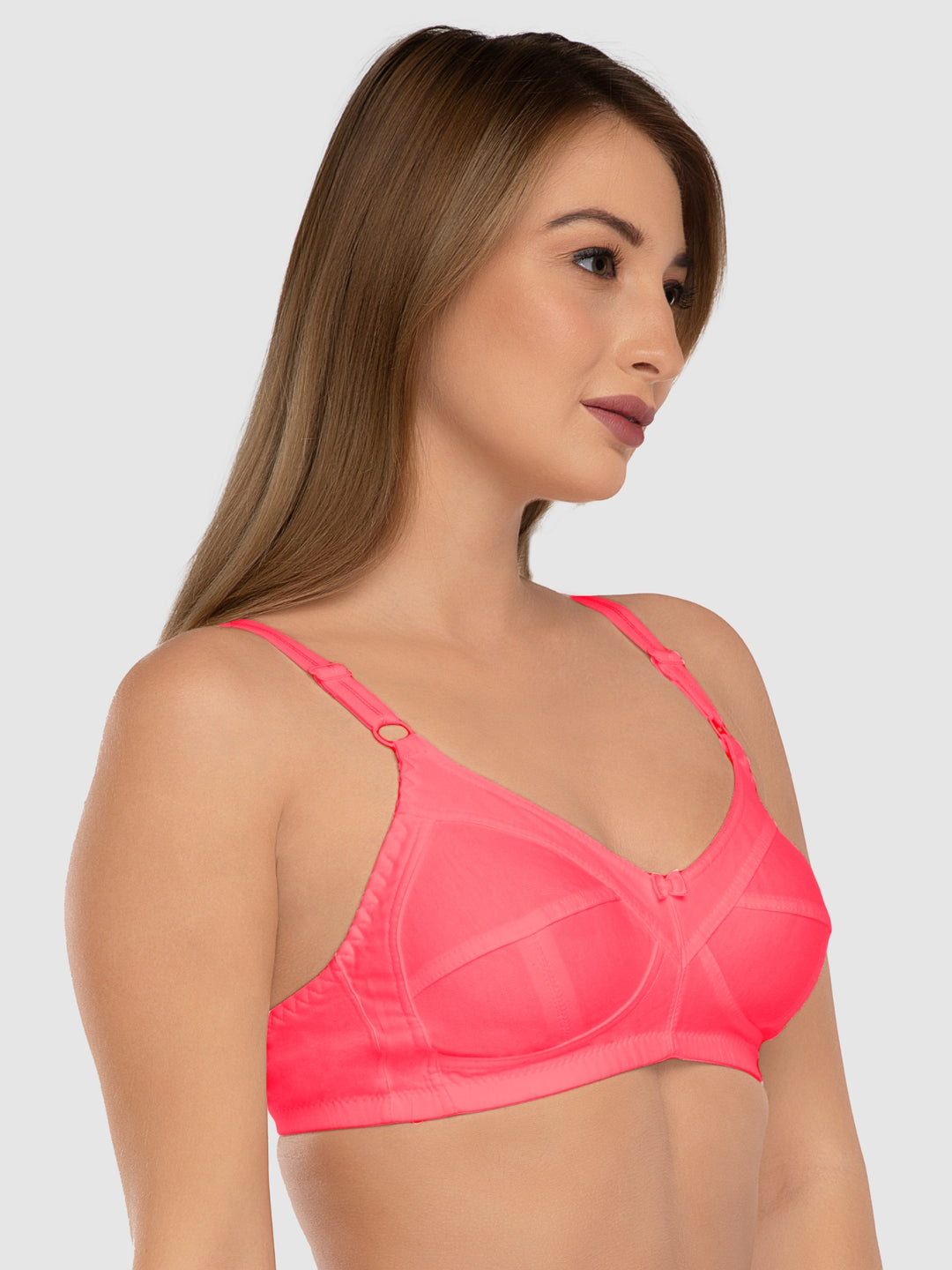 Daisy Dee Carrot and Red Non Padded Non Wired Full Coverage Bra Pack of 2 - NSHPU-2PK-CARROT/RED