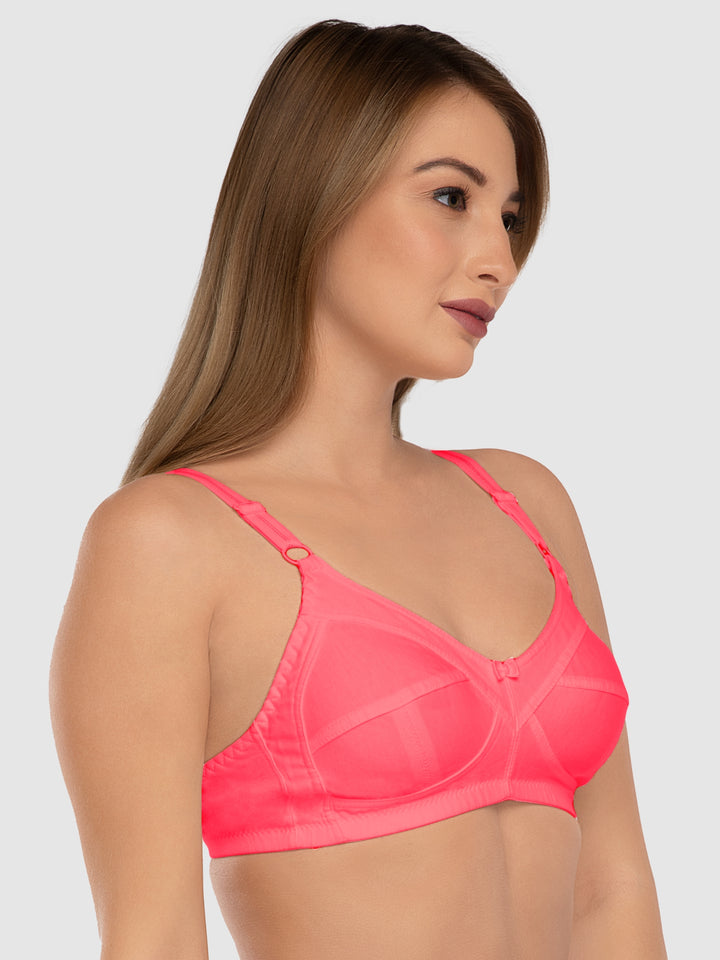 Daisy Dee Carrot and Red Non Padded Non Wired Full Coverage Bra Pack of 2 - NSHPU-2PK-CARROT/RED