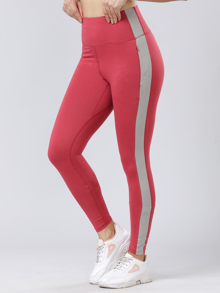 Women Megenta-Vintage Beige Solid Skin Fit Tights and Track Pant- Camino - EM-VB
