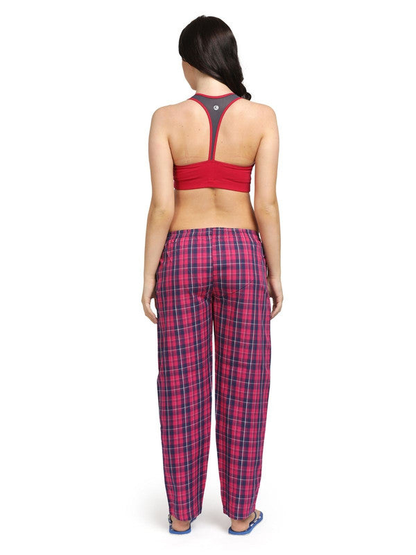 Women Maroon Cotton Checked Regular Fit Pajama - FLEXI COMFORT-SQ-MR