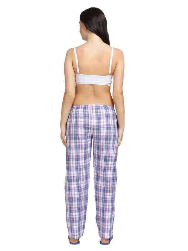 Women Purple Cotton Checked Regular Fit Pajama - FLEXI COMFORT-SQ-GS