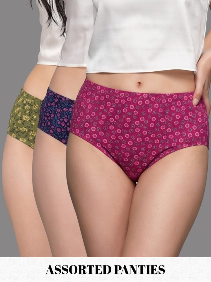 LOVZme Women Assorted Printed Hipster Panty (Pack of 3) - BLUSH