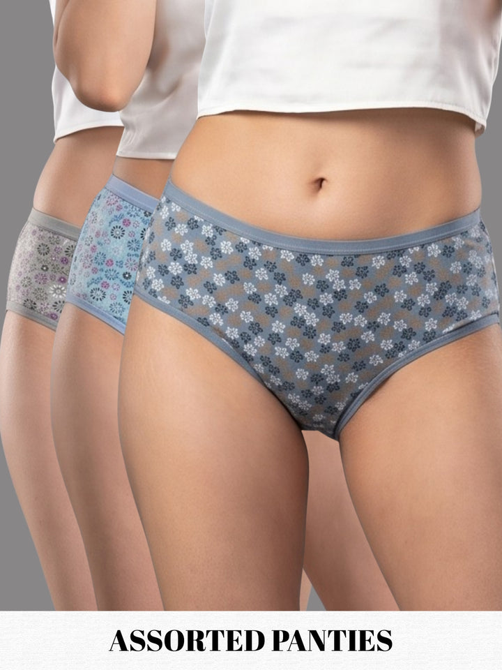 LOVZme Women Assorted Printed Hipster Panty (Pack of 3) - CHARM