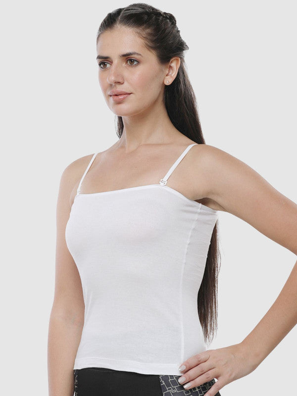 Women Cotton Blended Multicolor Solid Casual Camisole (Pack of 2)- Kitty-Black/White