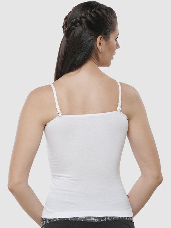 Women Cotton Blended Multicolor Solid Casual Camisole (Pack of 2)- Kitty-Black/White