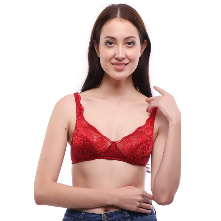 Lovable Multicolor Non Padded Non Wired Full Coverage Bra - (Pack of 2) L0596- Black/Maroon