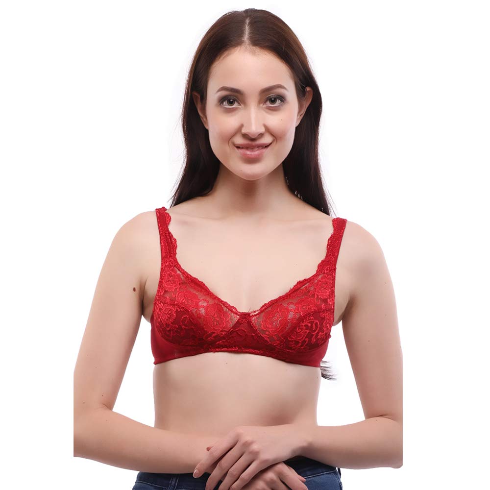 Lovable Multicolor Non Padded Non Wired Full Coverage Bra - (Pack of 2) L0596- Maroon/White