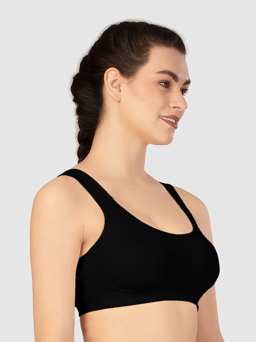 Lovable Black Non Padded Wirefree Full Coverage Sports Bra - LE-240-Black