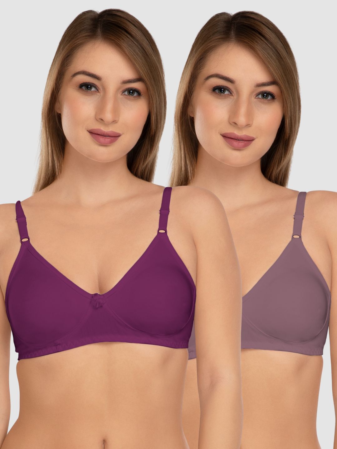 Daisy Dee A.Rose and Berry Non Padded Wirefree Full Coverage Bra Pack of 2 - NLBLA-2PK-A.ROSE/BERRY