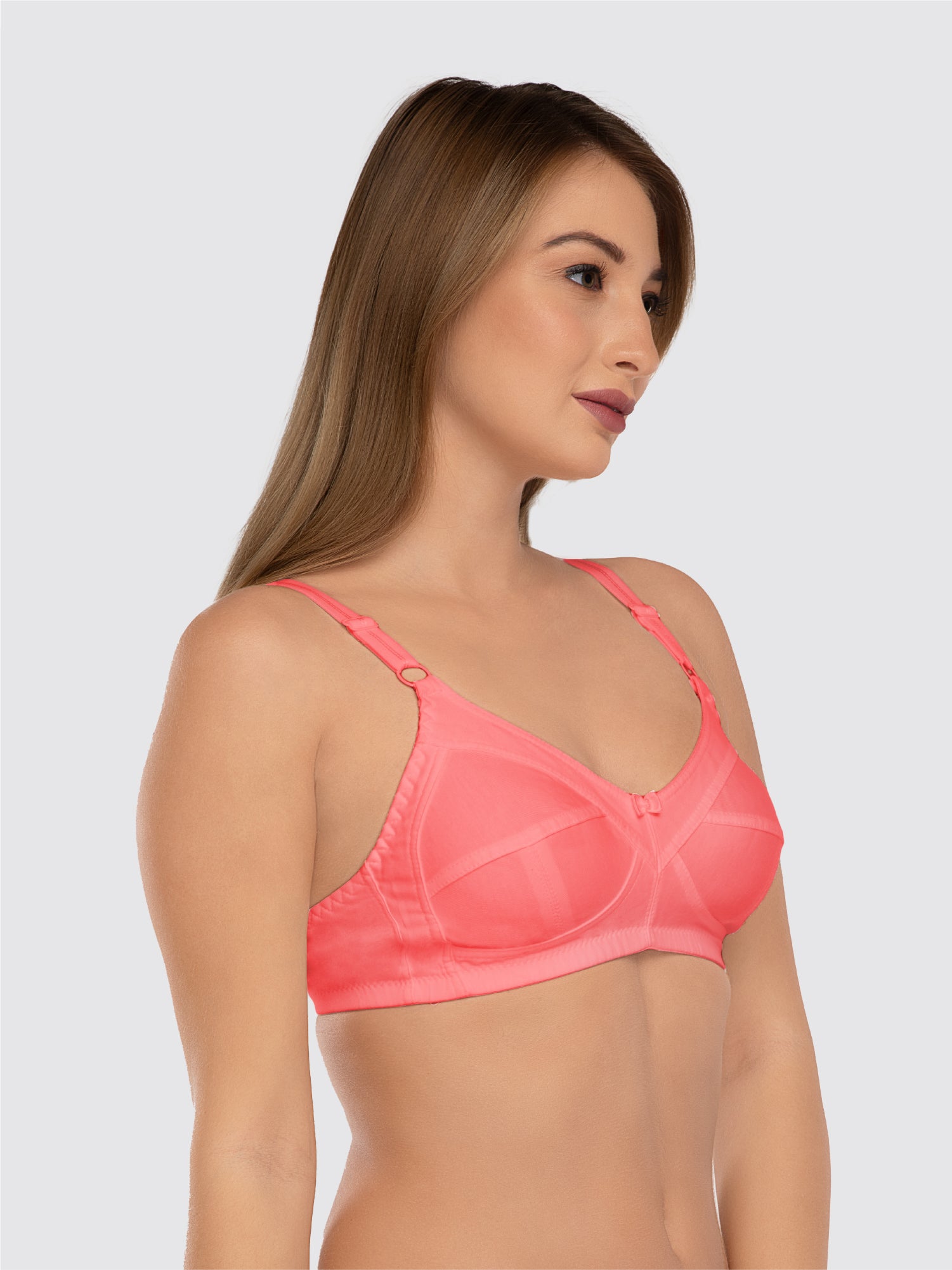 Daisy Dee Salmon Pink Non Padded Non Wired Full Coverage Bra - NSHPU-Salmon Pink