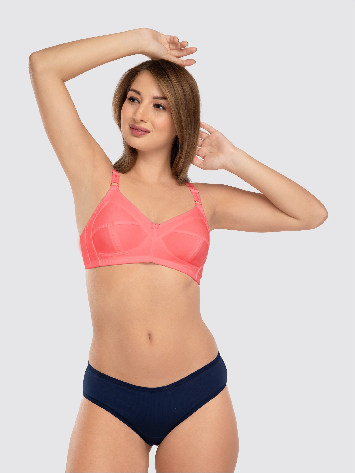 Daisy Dee Salmon Pink Non Padded Non Wired Full Coverage Bra - NSHPU-Salmon Pink