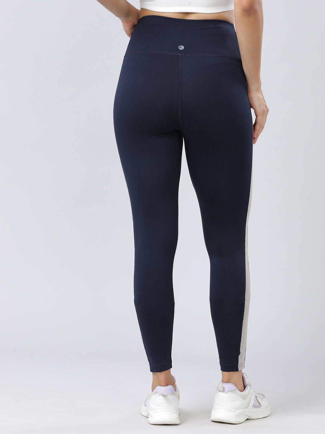 Women Navy-Vintage Beige Solid Skin Fit Tights and Track Pant- Camino - NY-VB
