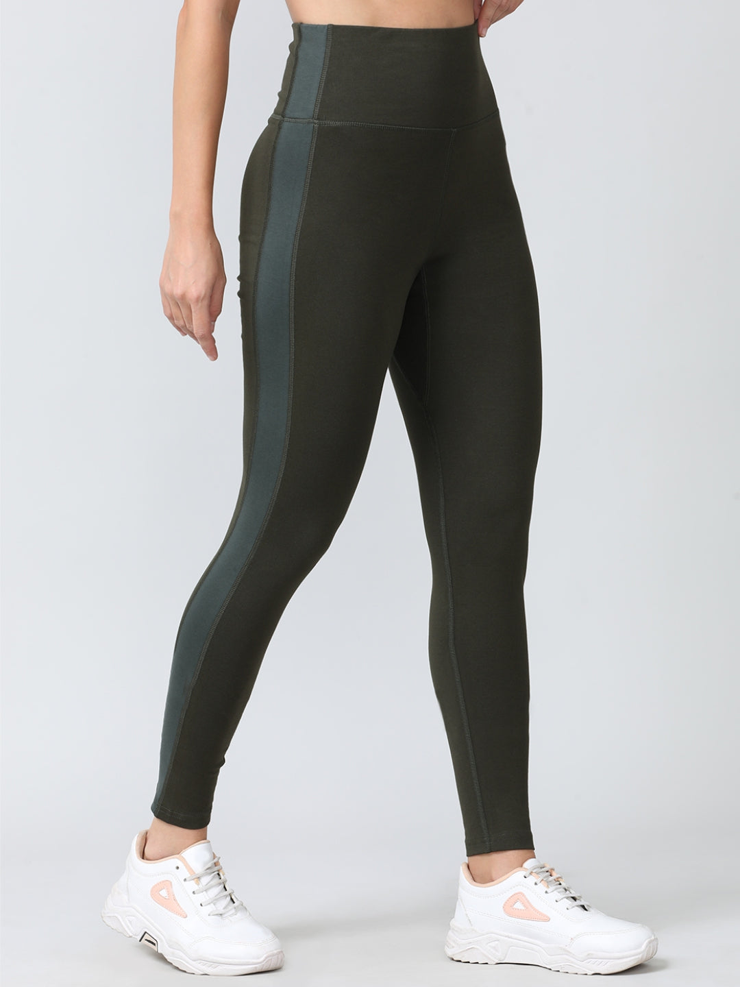 Women Olive-Dark Forest Solid Skin Fit Tights and Track Pant- Camino - OL-DF