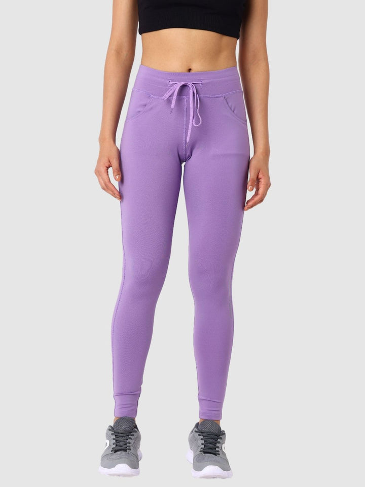 Women Purple Ash Solid Tights and Track Pant- Accolade - PA