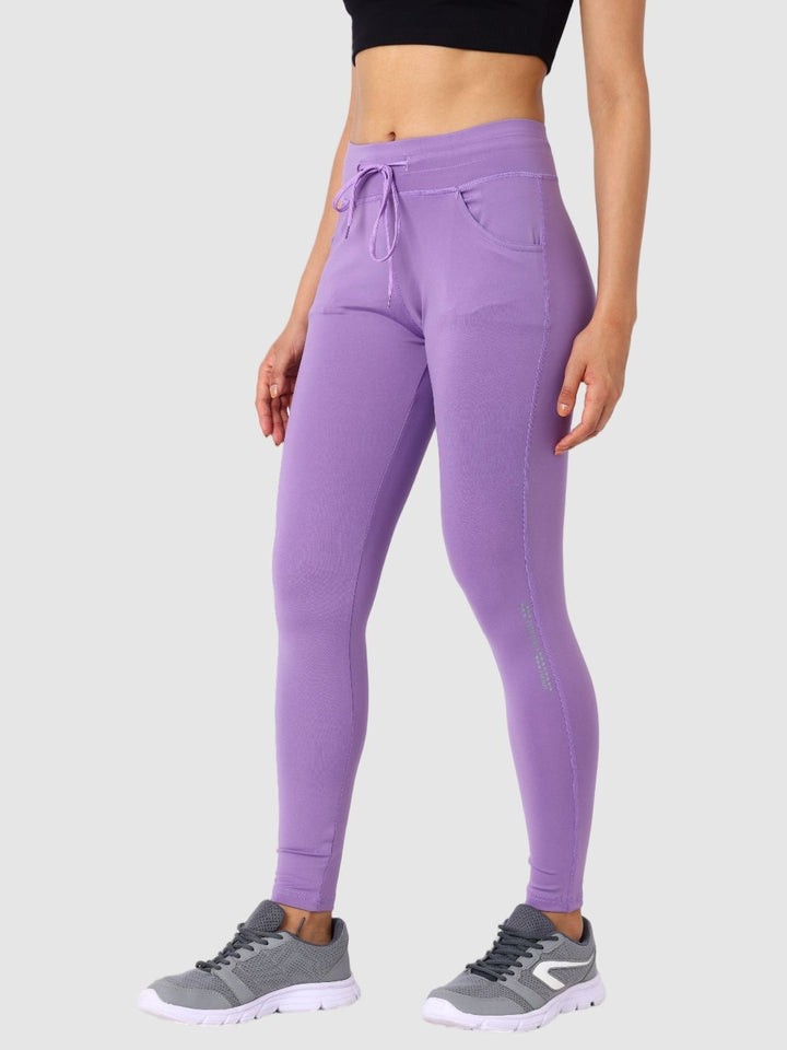 Women Purple Ash Solid Tights and Track Pant- Accolade - PA
