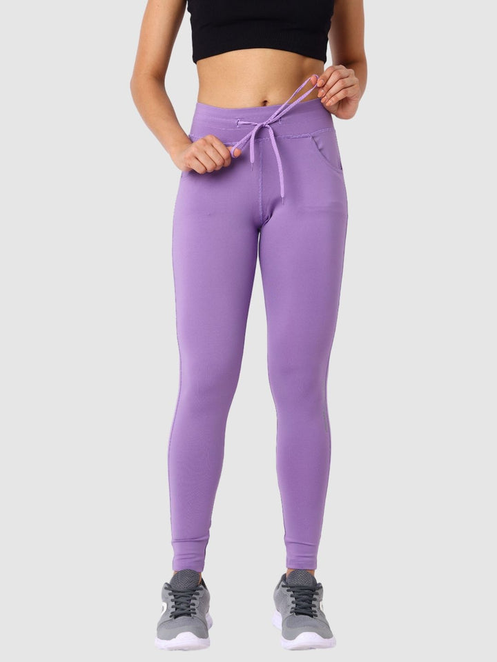 Women Purple Ash Solid Tights and Track Pant- Accolade - PA