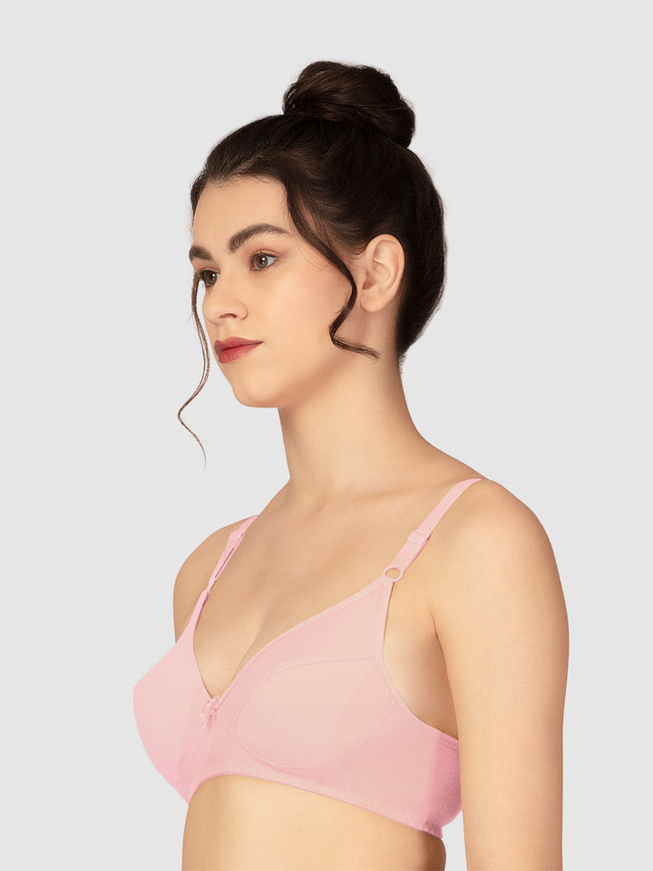 Lovable Baby Pink and Black Non Padded Wirefree Full Coverage Bra Pack of 2 - L-1797-BABY PINK/BLACK