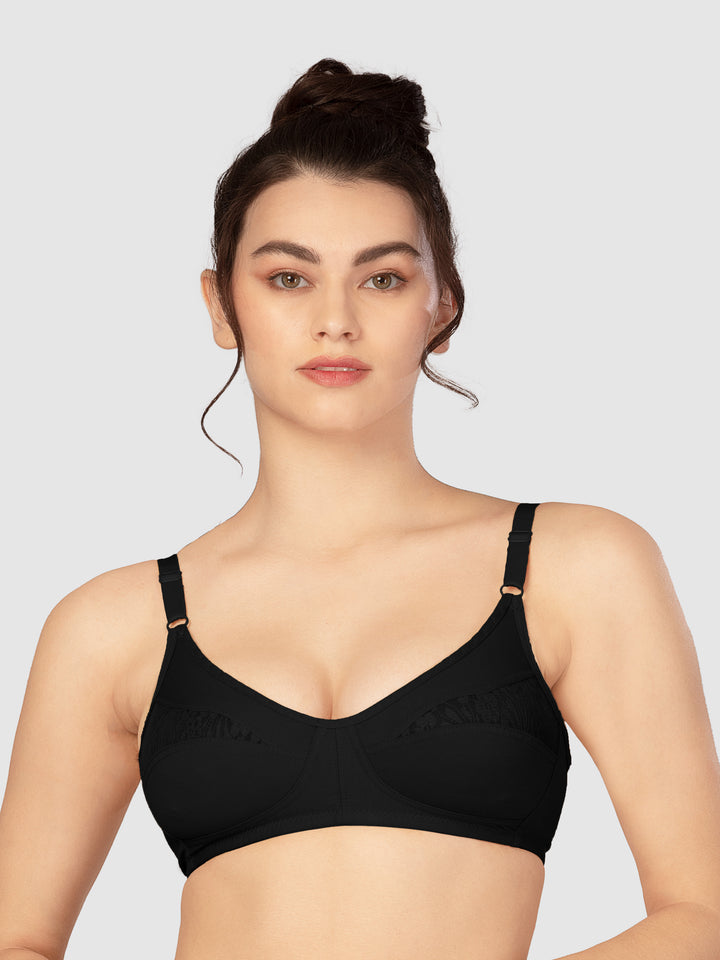 Lovable Non Padded Non Wired Full Coverage Bra - (Pack of 2) L0196-Black/White