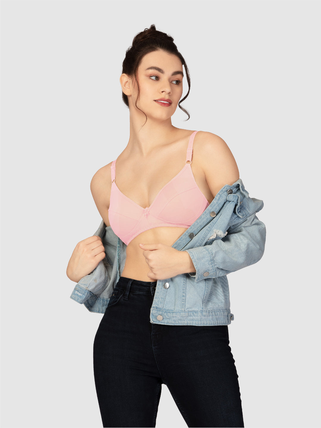 Lovable Baby Pink and Skin Non Padded Wirefree Full Coverage Bra Pack of 2 - L-1797-BABY PINK/SKIN