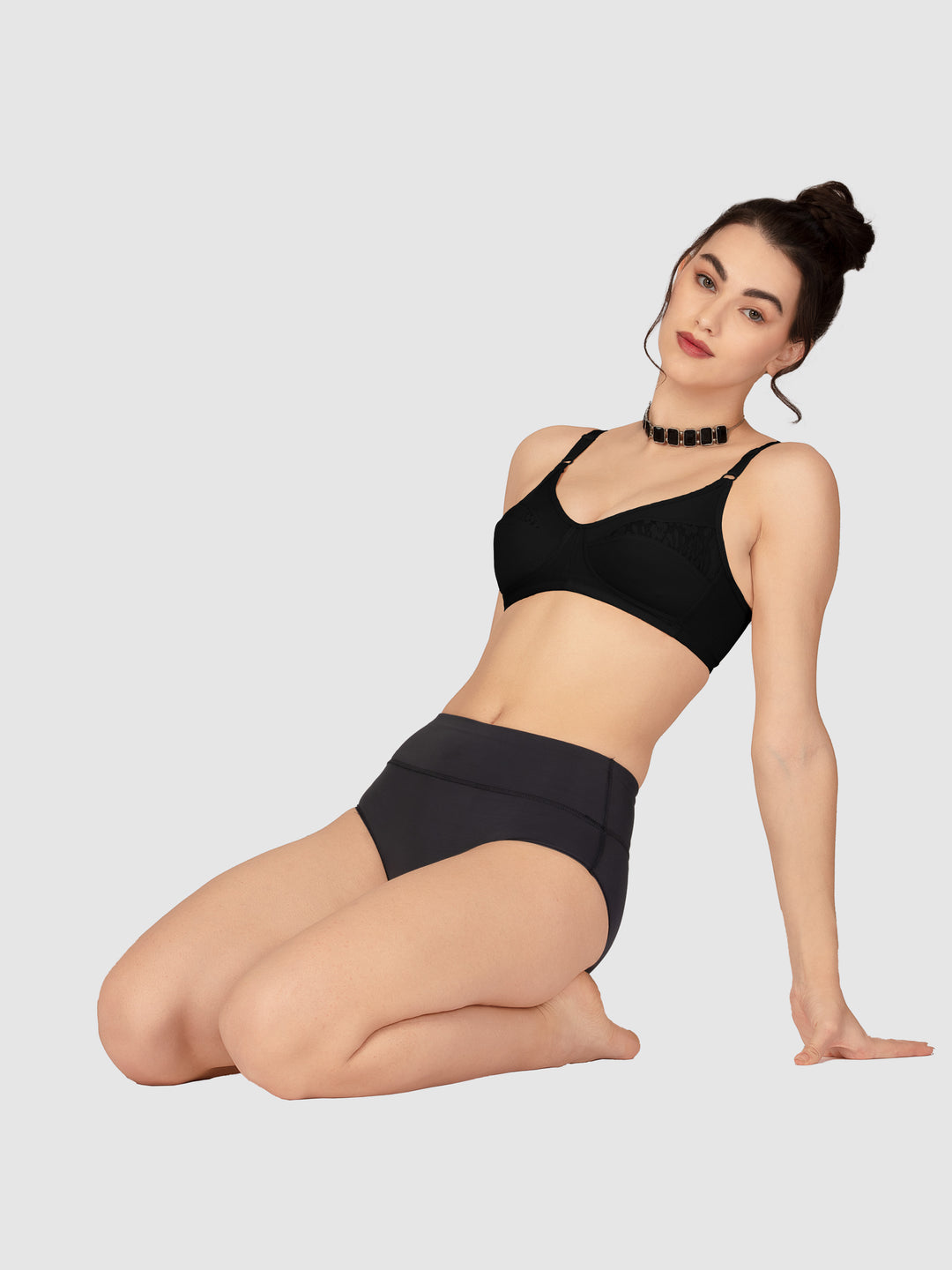 Lovable Non Padded Non Wired Full Coverage Bra - (Pack of 2) L0196-Black/Skin