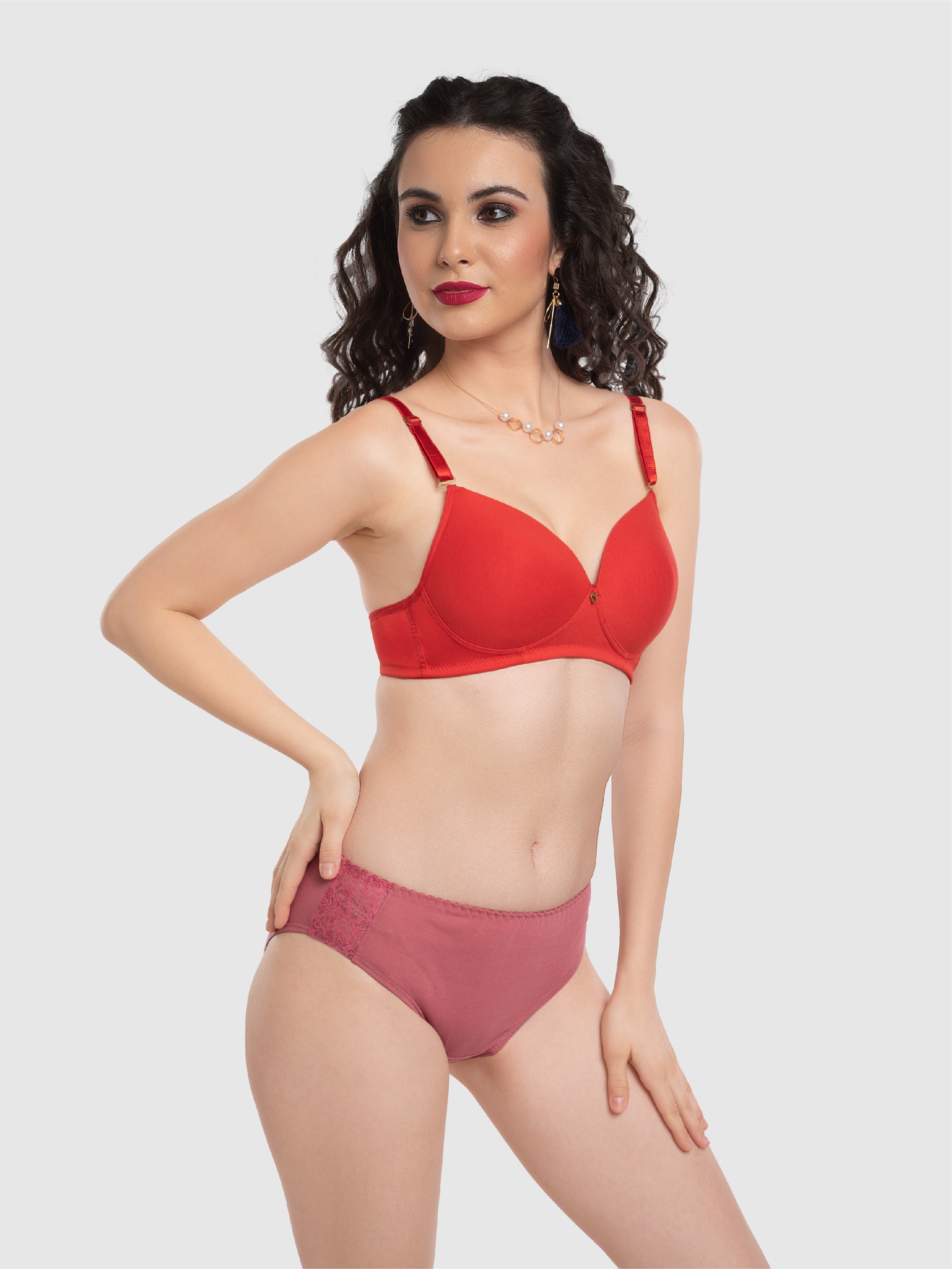 Lovable Brilliant-Red Padded Non Wired 3/4th Coverage Bra LE-227-Brilliant-Red