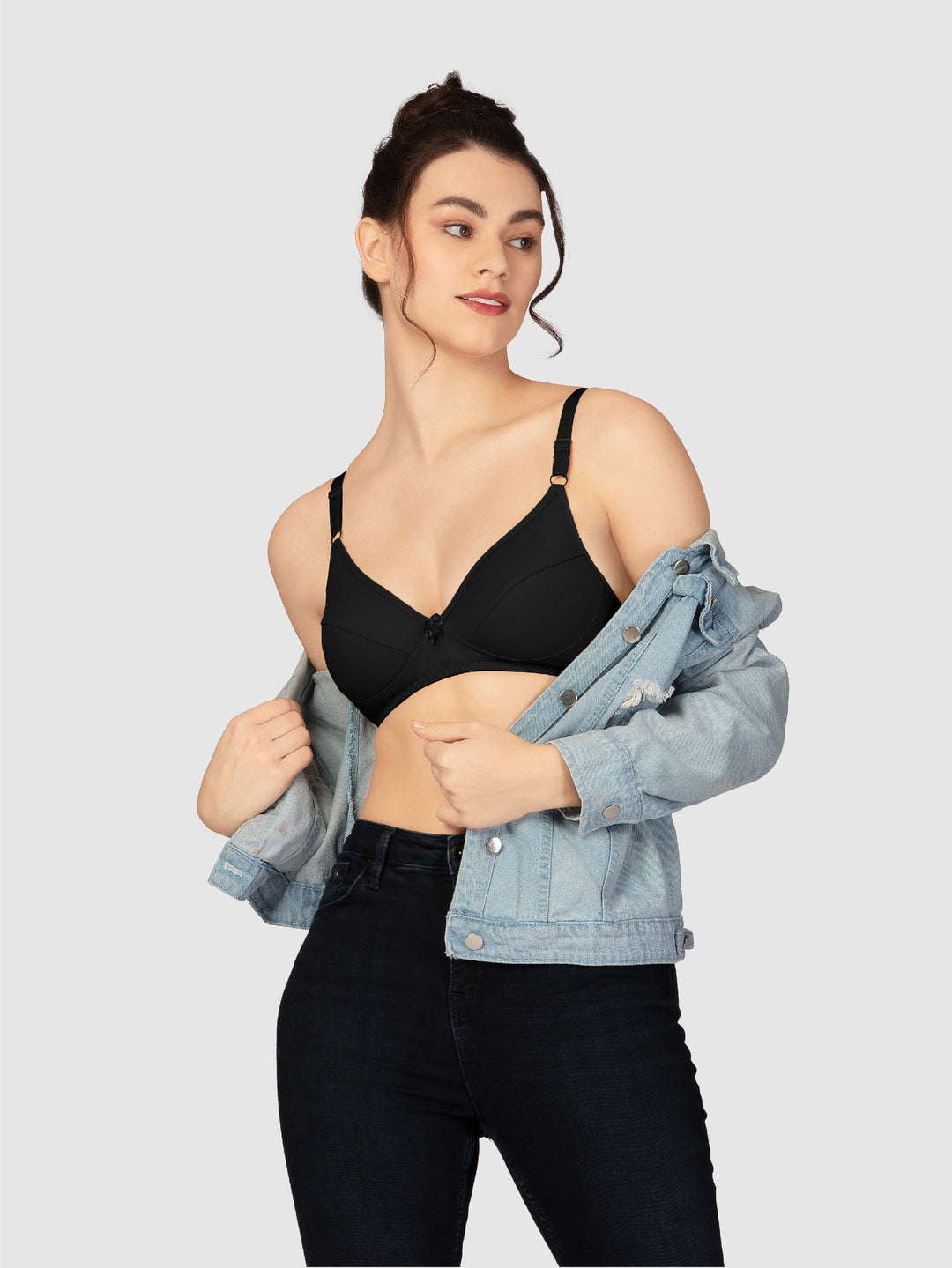 Lovable Black and Skin Non Padded Wirefree Full Coverage Bra Pack of 2 - L-1797-BLACK/SKIN