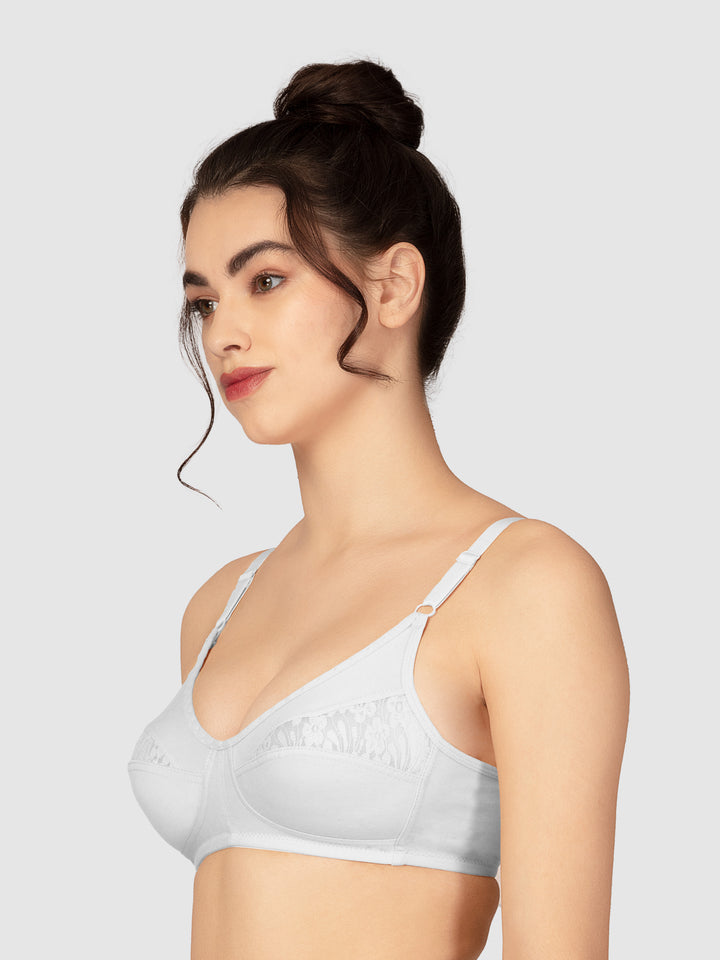 Lovable Non Padded Non Wired Full Coverage Bra - (Pack of 2) L0196-Skin/White