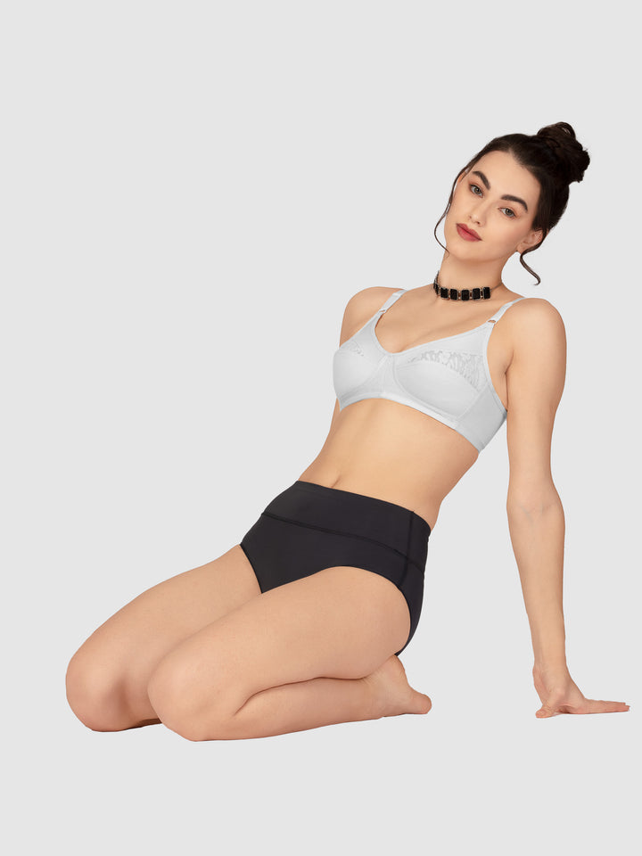 Lovable Non Padded Non Wired Full Coverage Bra - (Pack of 2) L0196-Skin/White