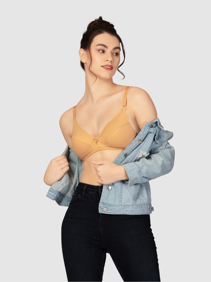 Lovable Skin and White Non Padded Wirefree Full Coverage Bra Pack of 2 - L-1797-SKIN/WHITE