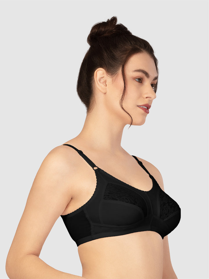 Lovable Wine and Black Non Padded Wirefree Seamed Full Coverage Bra Pack of 2 - PD-6011-Wine/Black