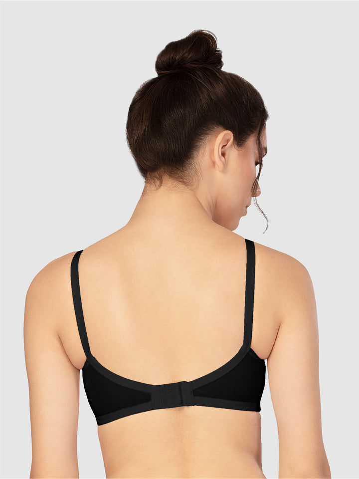 Lovable Wine and Black Non Padded Wirefree Seamed Full Coverage Bra Pack of 2 - PD-6011-Wine/Black
