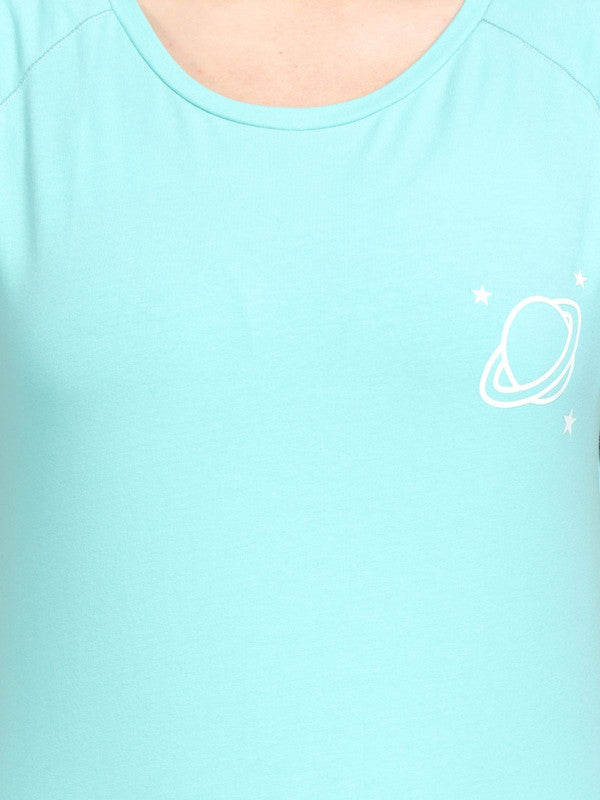 Women Neo Mint Solid Sports T-Shirt - SPACE TEE-NM