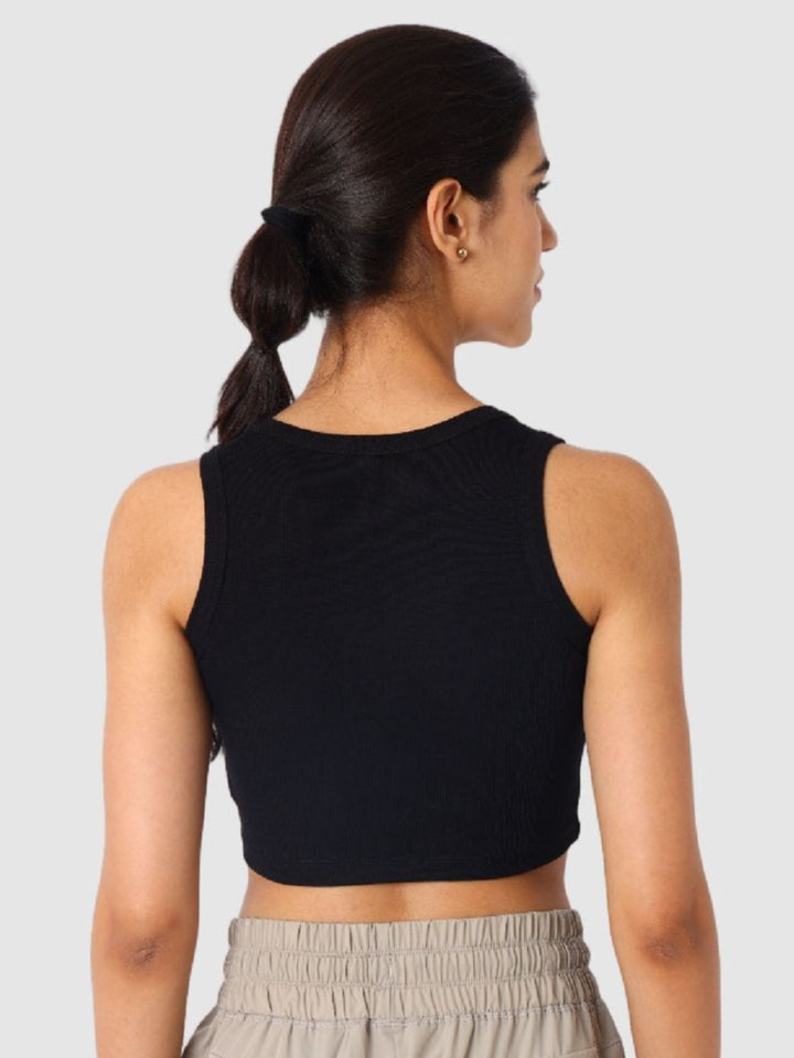 Women Black Solid Tops & T-Shirts - Stunner Tank -06 - BK